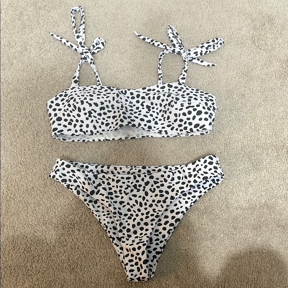 Black and White Leopard Print Bikini